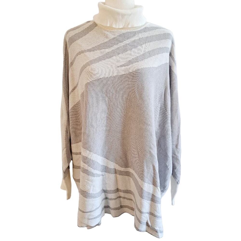 Alfani Oversized Dolman Sleeve Animal Print Knit Turtleneck